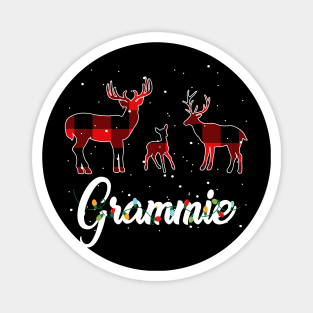 Grammie Reindeer Plaid Pajama Shirt Family Christmas Magnet